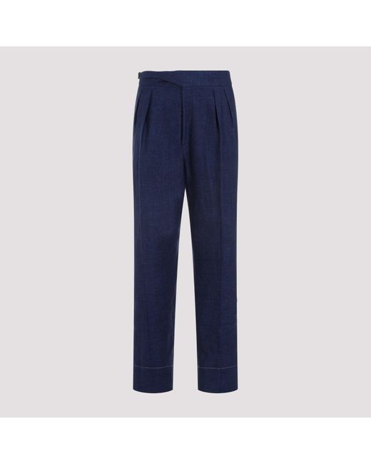 Ralph Lauren Purple Label Navy Blue Linen Byron Pants for men