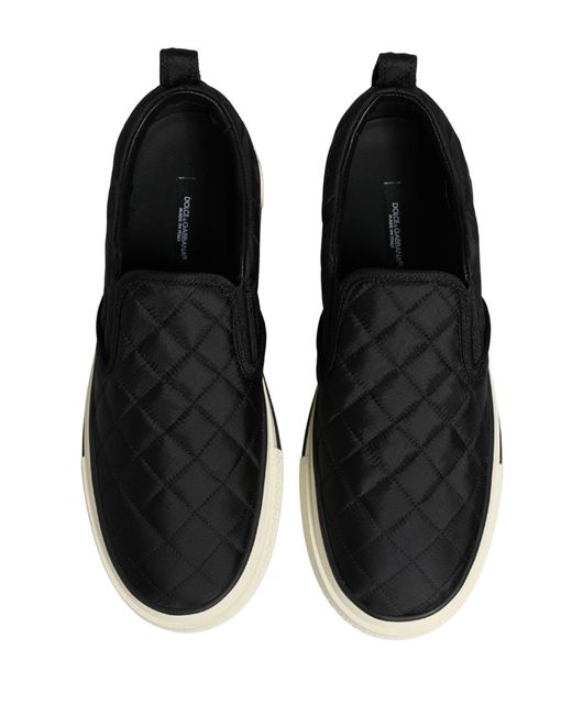 Dolce & Gabbana Black Quilted Slip On Low Top Sneakers Shoes