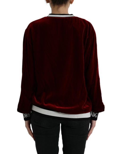 Dolce & Gabbana Black Velvet Round Neck Pullover Sweater