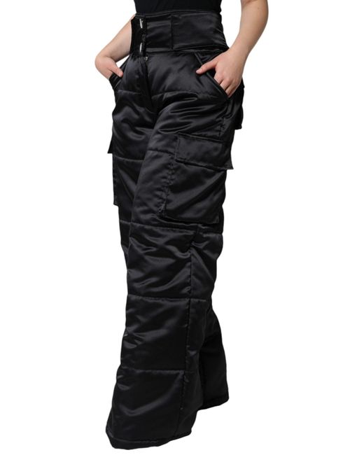 Dolce & Gabbana Black Quilted High Waist Boot Cut Pants