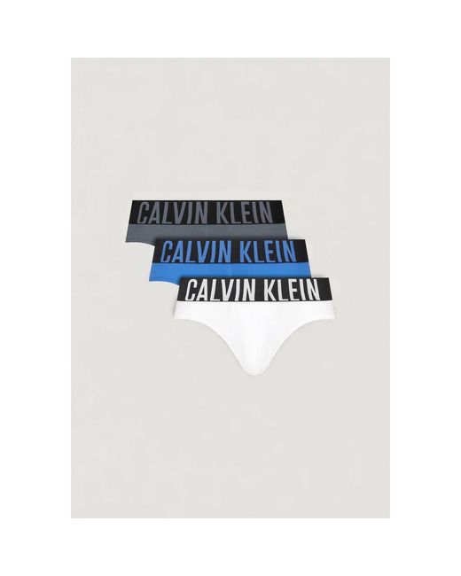 Calvin Klein White Blue Cotton Briefs for men