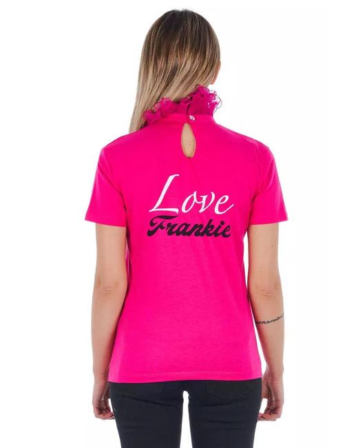 Frankie Morello Pink High Neck Short Sleeve Tops & T-shirt