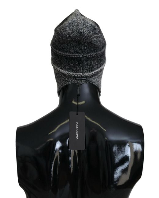 Dolce & Gabbana Black Warm Fleece Ear Flaps Knit Beanie Hat for men