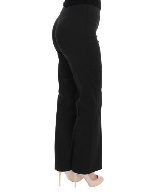 Bencivenga Black Stretch Straight Fit Dress Trousers Pants