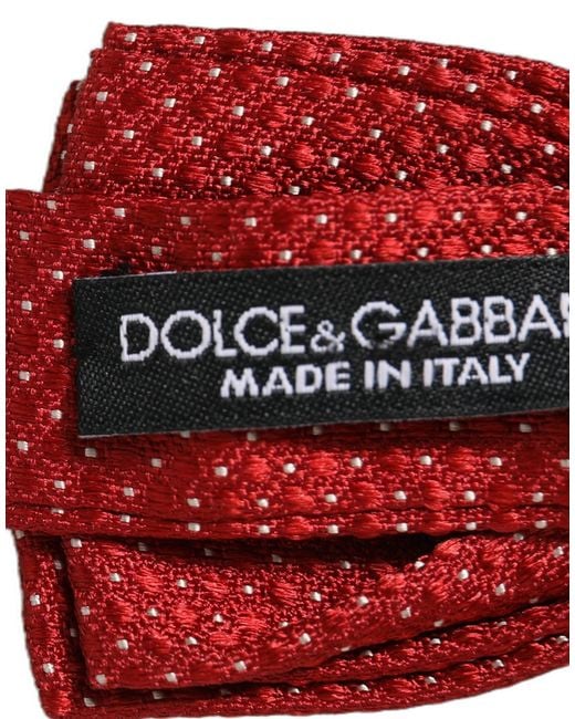 Dolce & Gabbana Men Red Polka Dot Silk Adjustable Neck Papillon Bow Tie for men