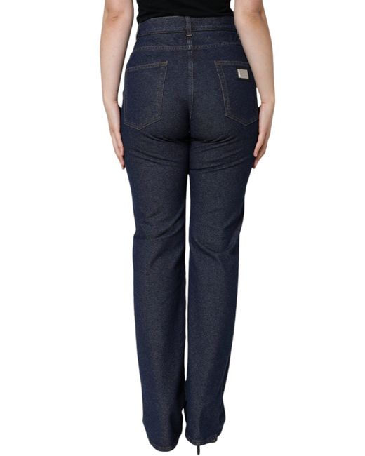 Dolce & Gabbana Blue Dark Cotton Stretch Straight Denim Jeans