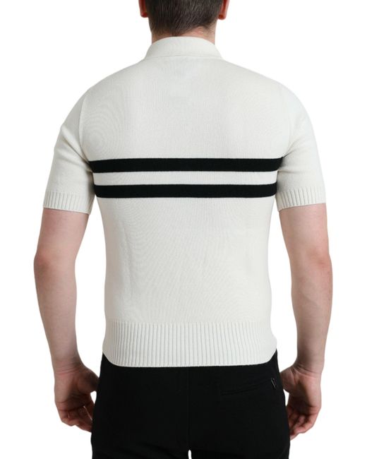 Dolce & Gabbana White Dg Logo Collared Henley Shirt T for men