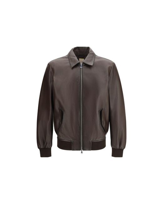 D'Amico Gray Brown Lamb Ovis Aries Leather Jacket for men