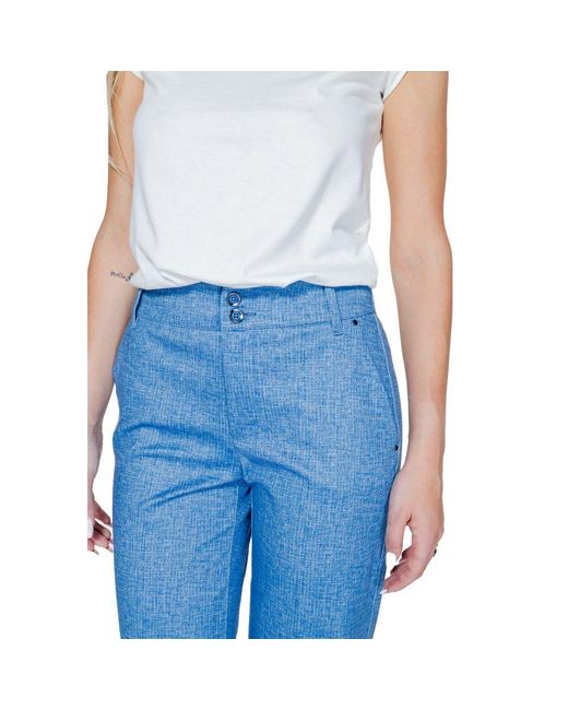Street One Blue Polyester Casual Pants