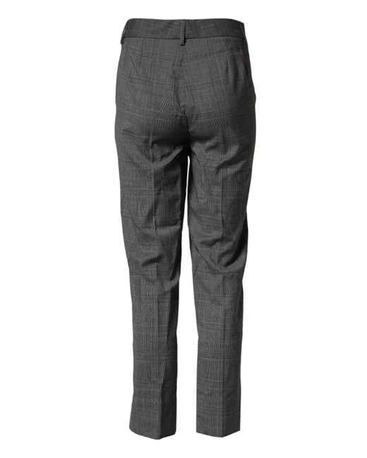 Dolce & Gabbana Gray Check Tartan Virginwool Dress Pants Virgin Wool