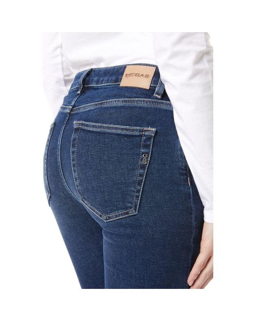 Gas Blue Cotton Slim Fit Jeans