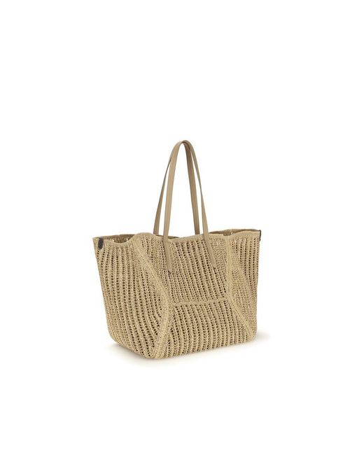Brunello Cucinelli White Beige Raffia Handbag