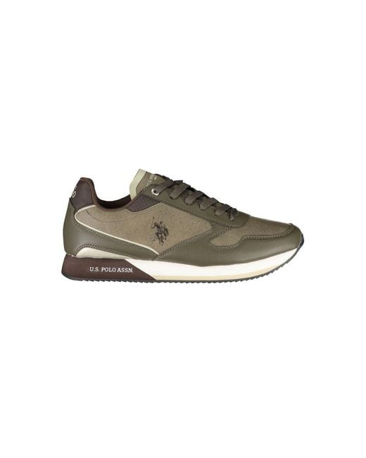 U.S. POLO ASSN. Green Sleek Sports Sneakers With Elegant Contrast Details for men