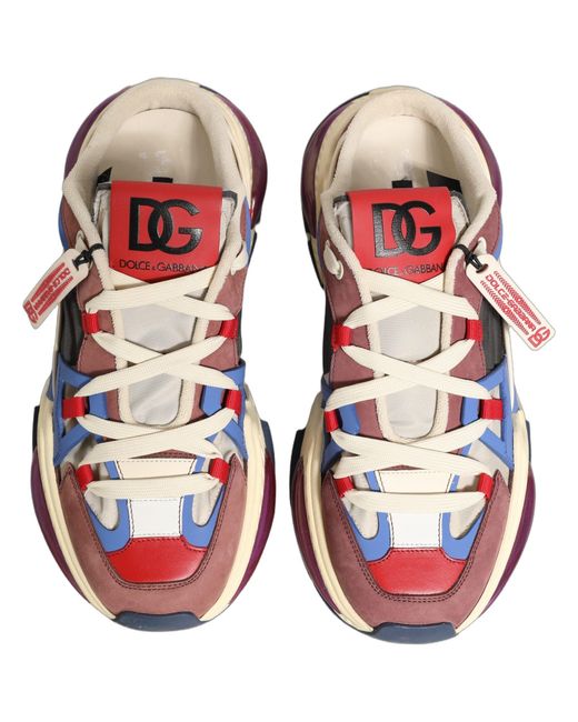 Dolce & Gabbana White Multicolor Low Top Airmaster Sneakers Shoes for men