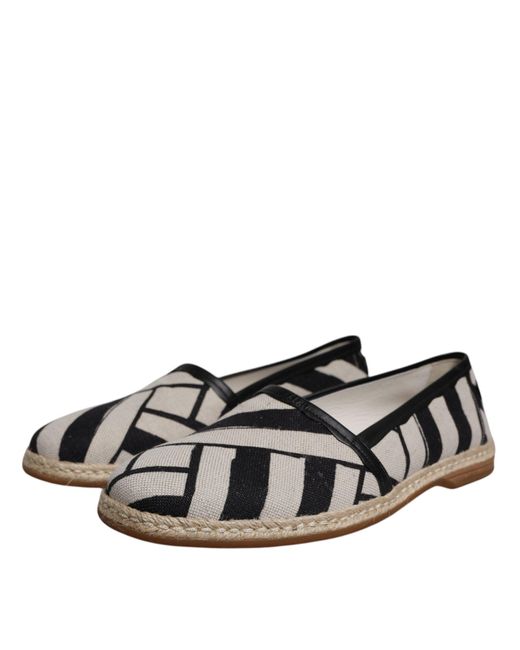 Dolce & Gabbana Black Stripes Slip On Espadrille Shoes for men