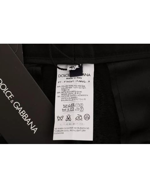 Dolce & Gabbana Blue Black Floral Brocade High Waist Pants