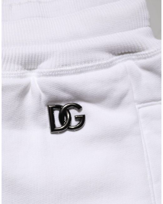 Dolce & Gabbana White Distressed Drawstring Shorts for men