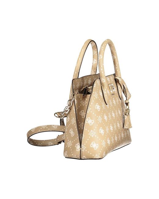 Guess Natural Black Polyurethane Shoulder Bag