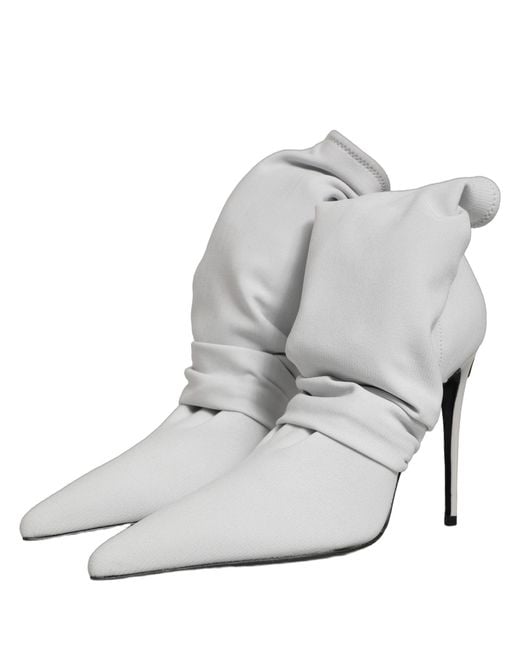 Dolce & Gabbana Gray Stretch Socks Heels Ankle Boots Shoes Viscose Nylon Elastane