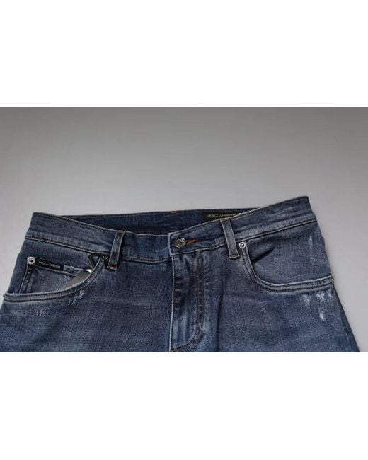 Dolce & Gabbana Blue Slim Fit Ripped Jeans for men