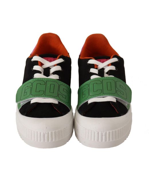 Gcds Green Stylish Low Top Lace-Up Sneakers