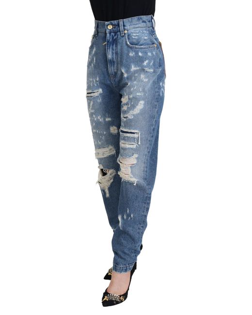 Dolce & Gabbana Blue Chic Tattered Denim Pant