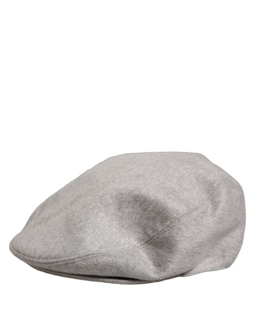 Dolce & Gabbana Black Men Light Grey Cashmere Newsboy Cabbie Cap Hat for men