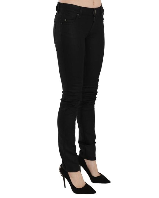 Plein Sud Cotton Black Mid Waist Skinny Denim Jeans