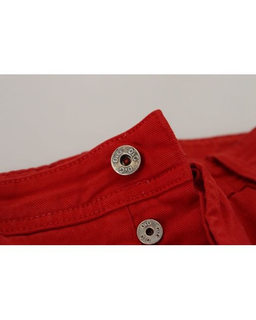 Dolce & Gabbana Red Cotton Straight Fit Denim Jeans for men