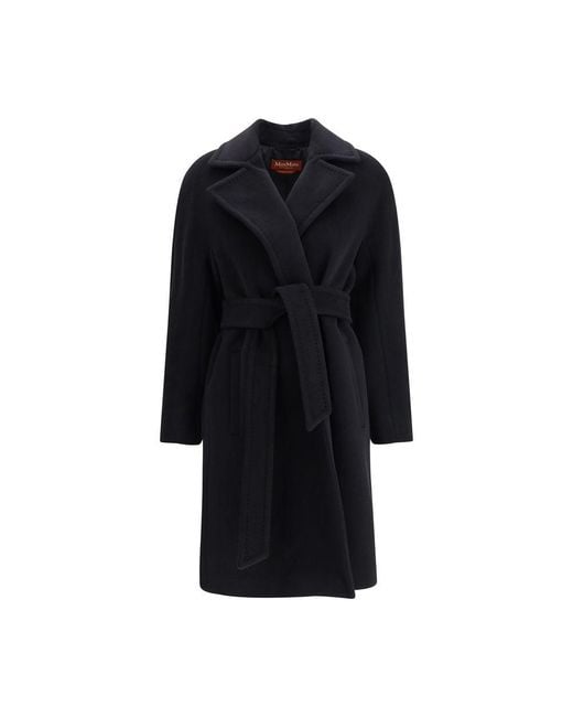 Max Mara Black Fleece Wool Coat