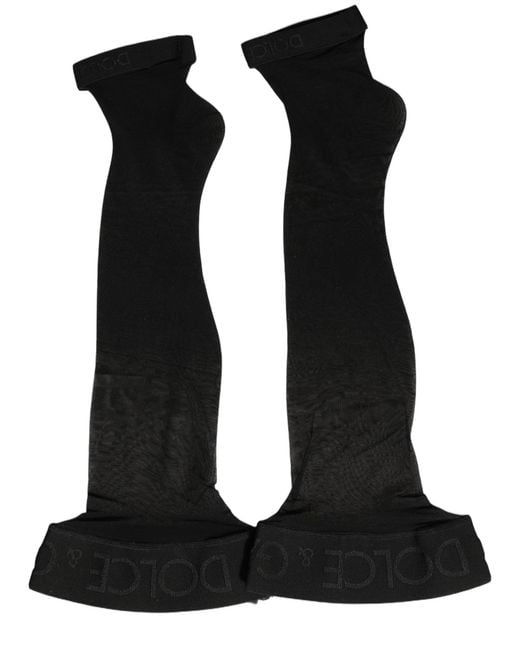 Dolce & Gabbana Black Nylon Logo Calf Long Accessory Socks