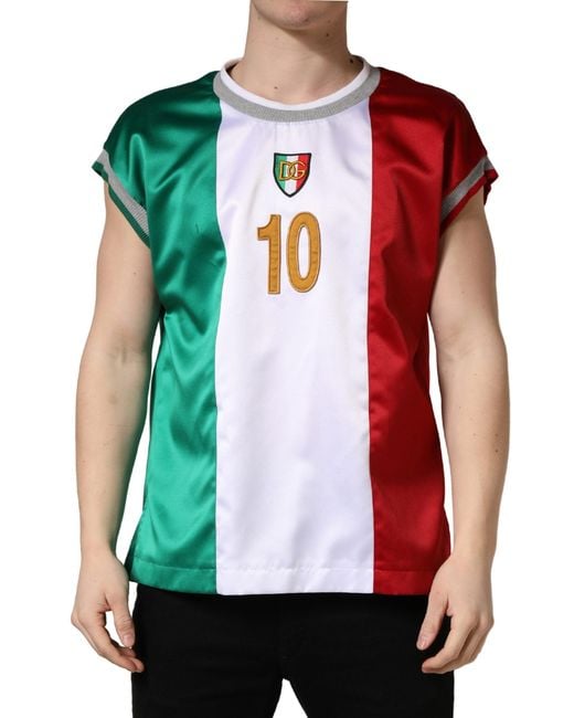 Dolce & Gabbana Green Multicolor Italia Dg Logo Satin Tank T for men