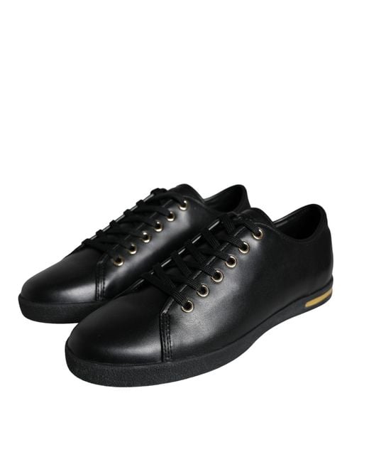 Dolce & Gabbana Black Leather Classic Sneakers Shoes
