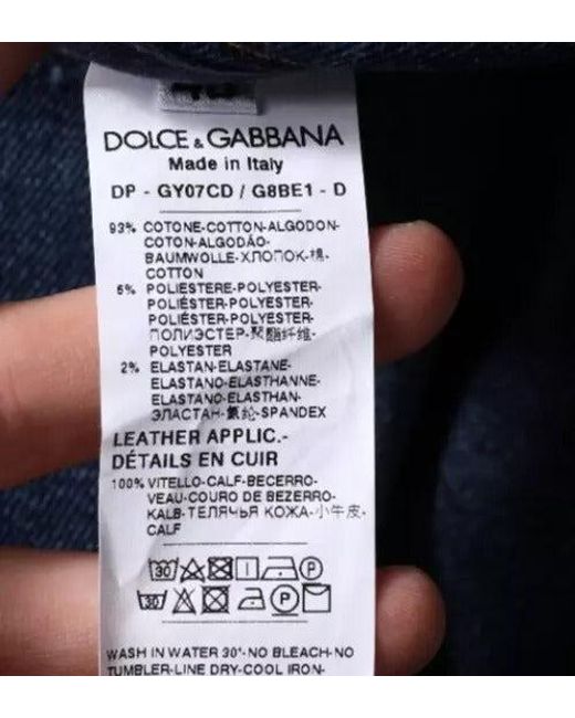 Dolce & Gabbana Dark Blue Cotton Logo Skinny Denim Jeans for men