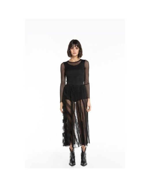 Patrizia Pepe Black Polyester Long Skirt