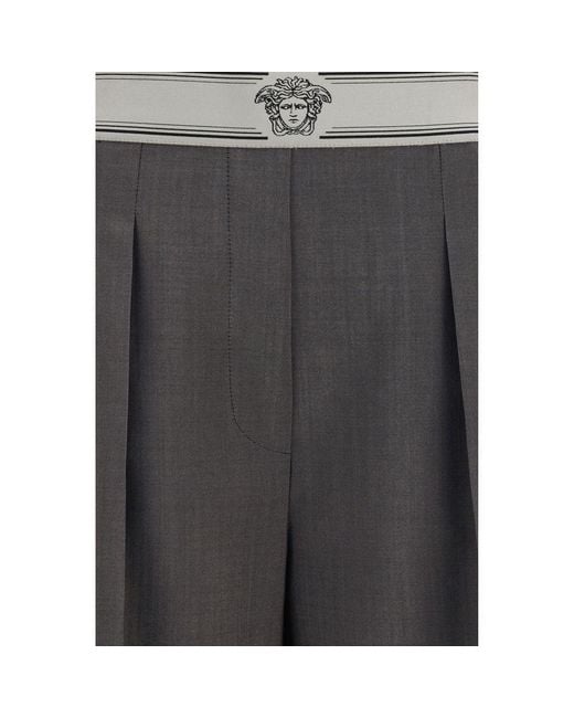 Versace Gray Wool Oves Aries Pants