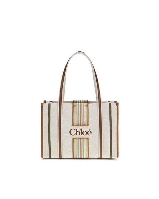 Chloé White Beige Cotton Shoulder Bag