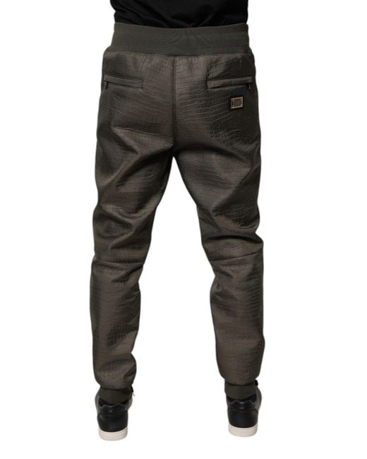 Dolce & Gabbana Black Brown Lambskin Leather Men Sweatpants Pants for men