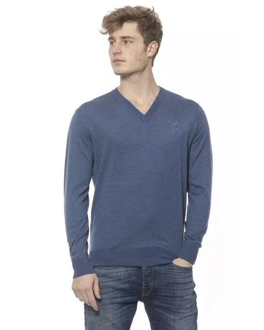 Billionaire Italian Couture Blue Cashmere Sweater for men