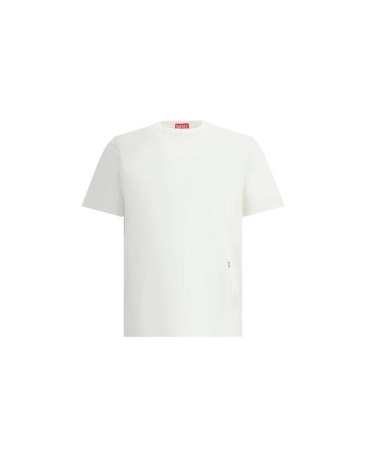 DIESEL White T-Adjust-Slits-R13 T-Shirt for men