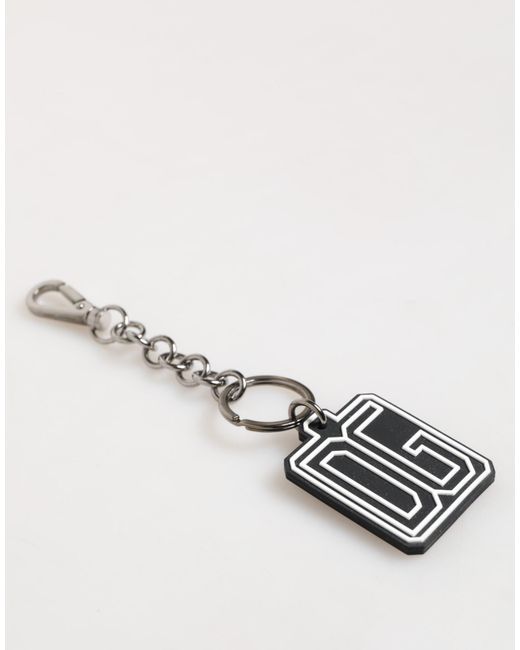 Dolce & Gabbana White Dg Rubber Logo Keychain Keyring for men