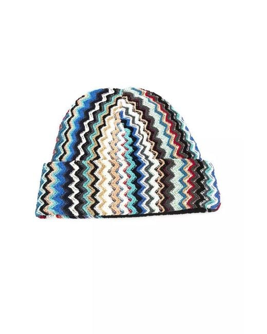 Missoni Blue Multicolor Wool Men Hat