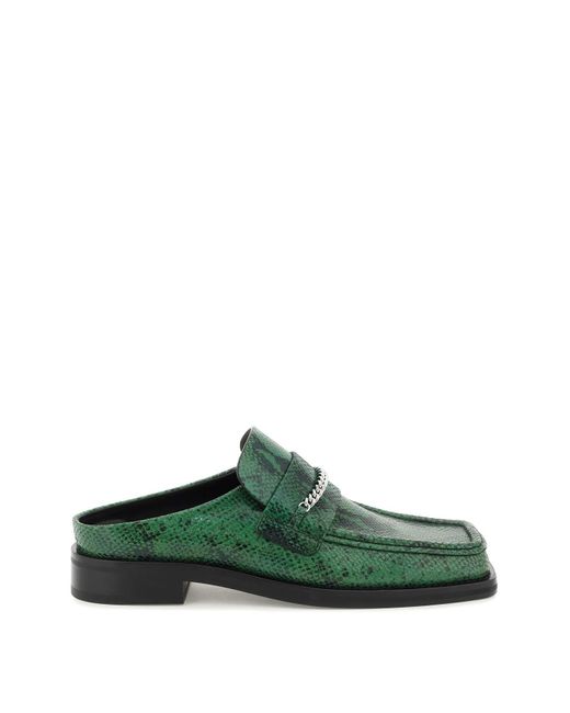 Martine Rose Green Piton-embossed Leather Loafers Mules for men