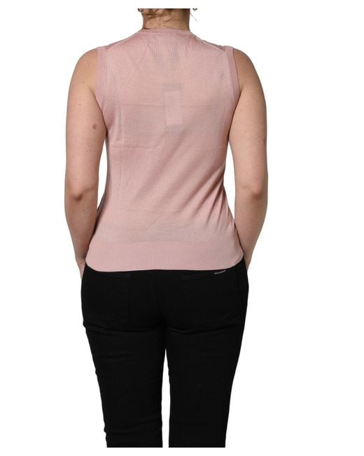 Dolce & Gabbana Black Pink Sleeveless Cashmere Knitted Tank Top