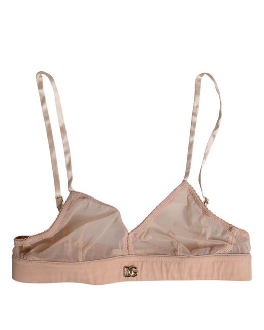 Dolce & Gabbana Multicolor Powder Pink Nylon Dg Logo Non Wire Bra Underwear