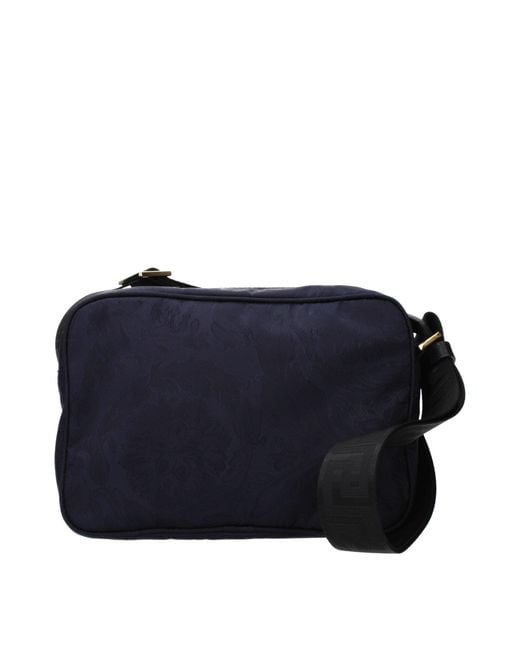 Versace Blue Fabric Crossbody Bag for men