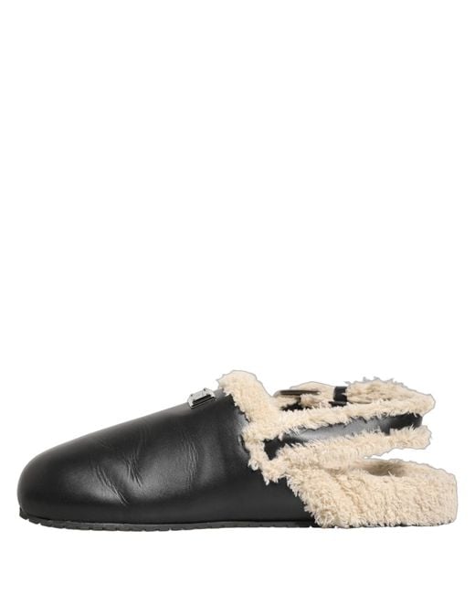 Dolce & Gabbana Multicolor Beige Black Fur Shearling Slides Sandals Shoes for men