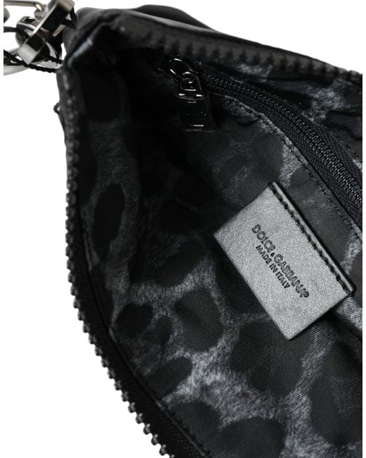 Dolce & Gabbana Black Chic Nylon-Leather Designer Pouch