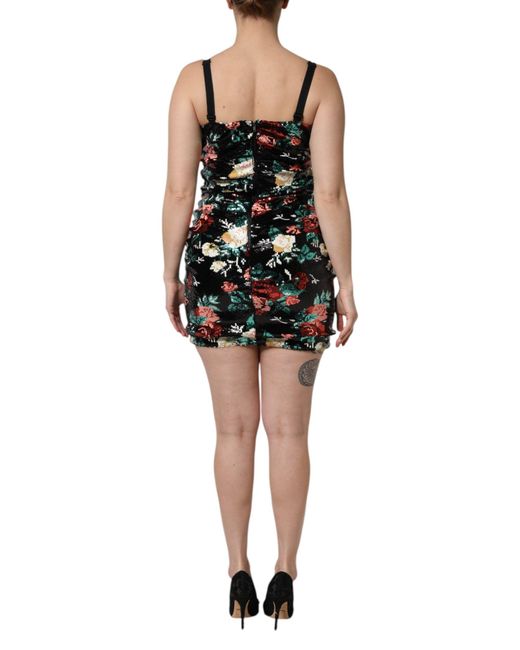 Dolce & Gabbana Black Floral Sequin Sleeveless Sheath Dress for men