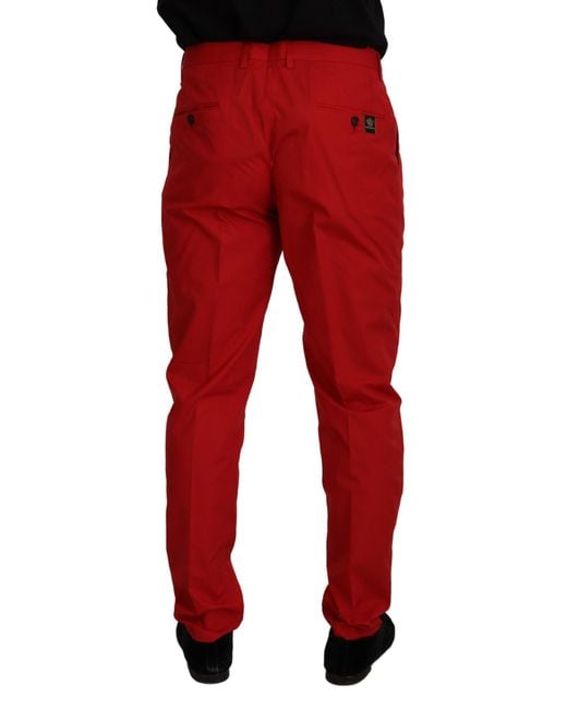 Dolce & Gabbana Red Elegant Slim Fit Crimson Chinos for men